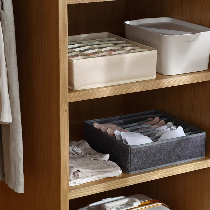 Cationic Fabric Storage Set of 3 - Foldable Organizers for Underwear, Socks & Clothes | Home Closet Organizing Boxes