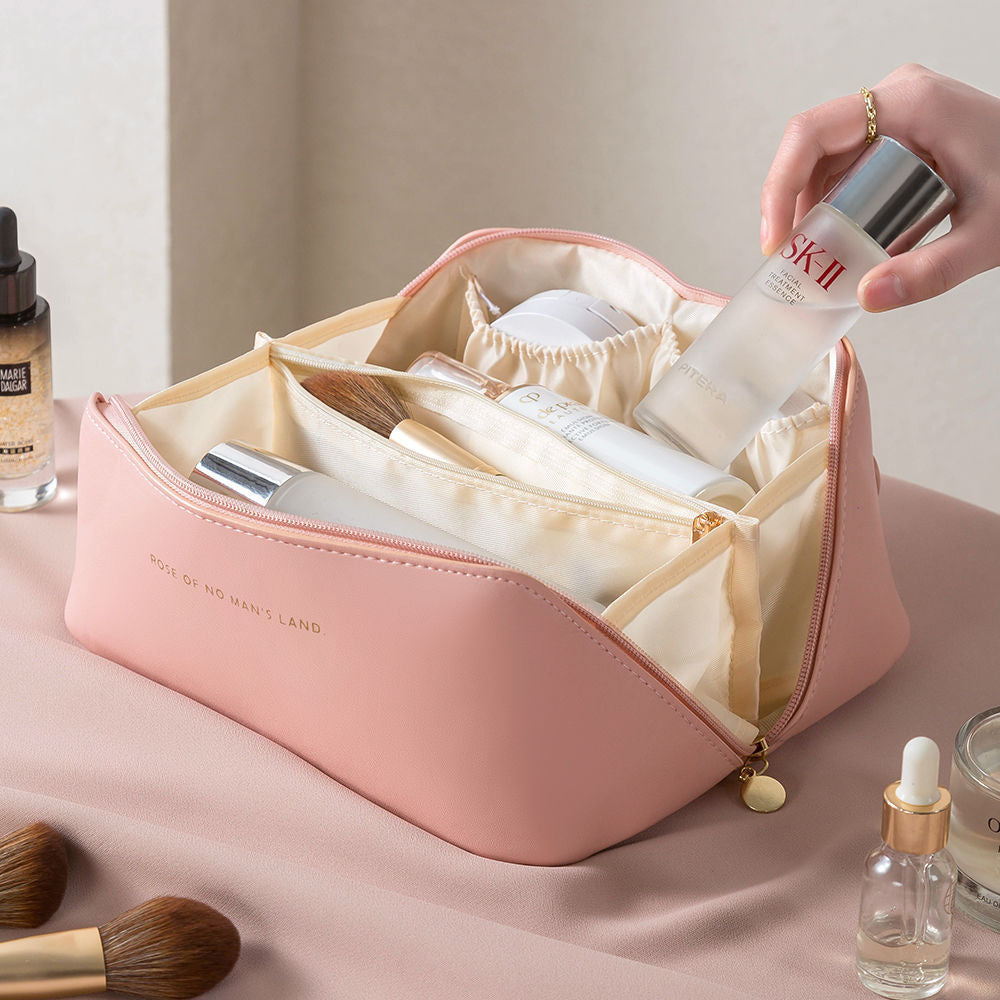 Large Capacity Waterproof Makeup Bag - Portable Travel Organizer with Ins Aesthetic | Stylish Cosmetic Pouch for On-the-Go