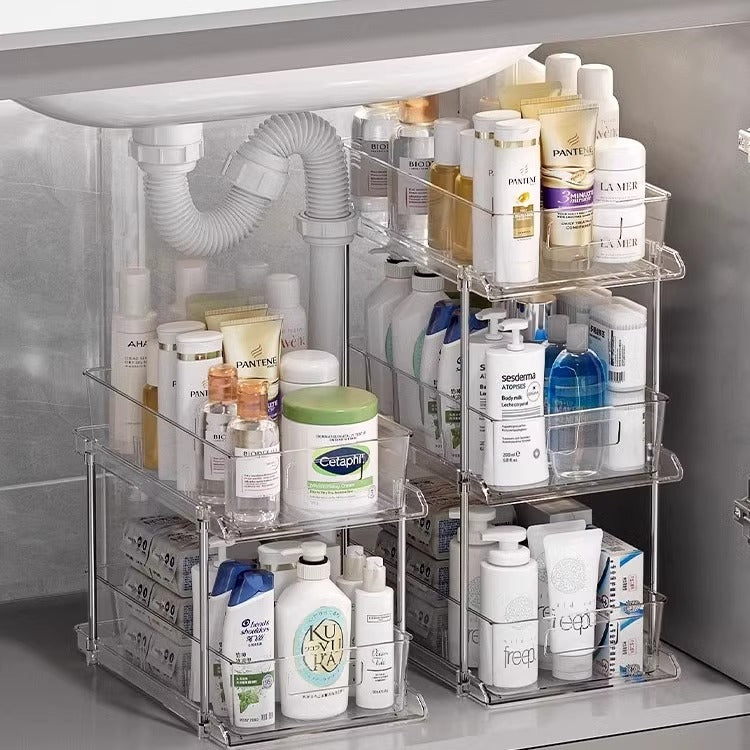 Stackable Transparent Drawer - Type Storage Rack for Kitchen & Bathroom