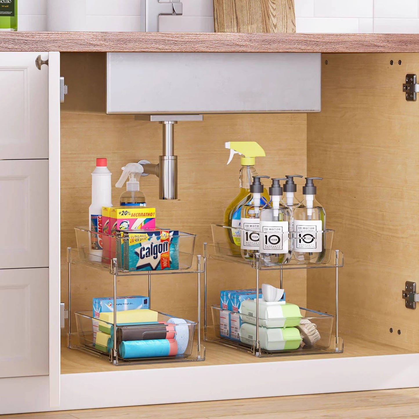 Stackable Transparent Drawer - Type Storage Rack for Kitchen & Bathroom