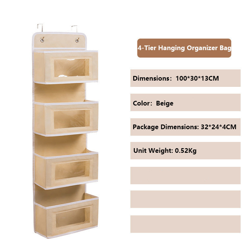 Multi-Functional Hanging Storage Bag, Multi-Layer Organizer with Hooks, Closet & Bathroom Organizing Essential