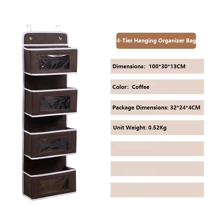 Multi-Functional Hanging Storage Bag, Multi-Layer Organizer with Hooks, Closet & Bathroom Organizing Essential
