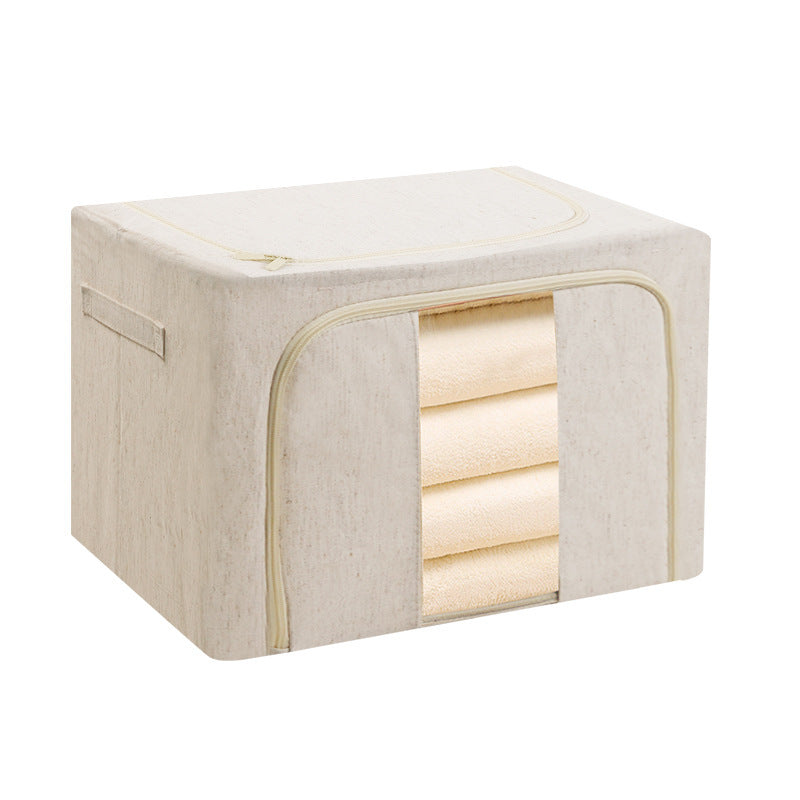 4.0 Thickened Steel Frame Tianshan Cotton Linen Foldable Trunk - Double Windows Clothes Organizer for Small Closets & Seasonal Storage
