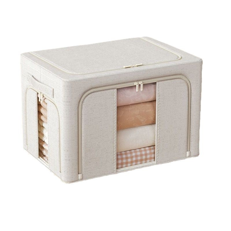4.0 Thickened Steel Frame Tianshan Cotton Linen Foldable Trunk - Double Windows Clothes Organizer for Small Closets & Seasonal Storage