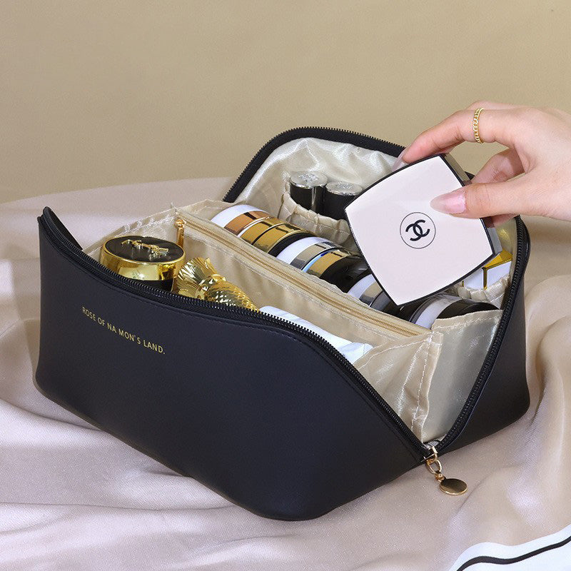 Large Capacity Waterproof Makeup Bag - Portable Travel Organizer with Ins Aesthetic | Stylish Cosmetic Pouch for On-the-Go