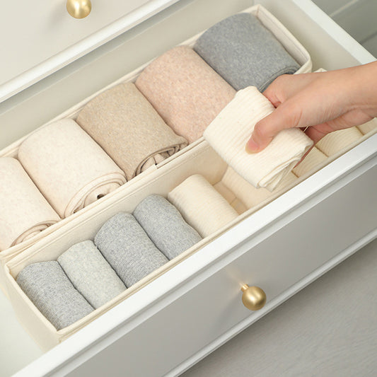 Minimalist Linen Sock Organizer, Drawer Storage Bin for Organized Living