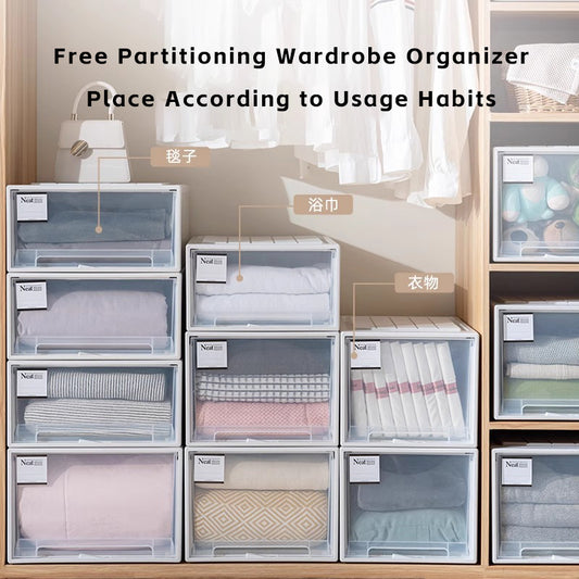 Drawer-Style Closet Storage Bins for Clothes | Home Wardrobe Plastic Organizer Box