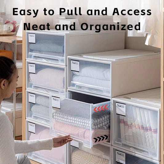 Drawer-Style Closet Storage Bins for Clothes | Home Wardrobe Plastic Organizer Box