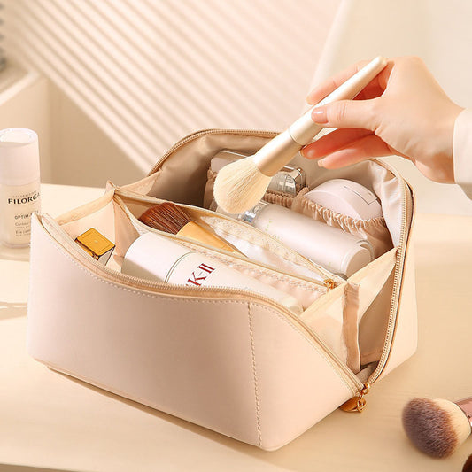 Large Capacity Waterproof Makeup Bag - Portable Travel Organizer with Ins Aesthetic | Stylish Cosmetic Pouch for On-the-Go