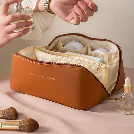 Large Capacity Waterproof Makeup Bag - Portable Travel Organizer with Ins Aesthetic | Stylish Cosmetic Pouch for On-the-Go